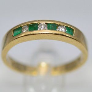 Emerald & Diamond Band in 14K Yellow Gold